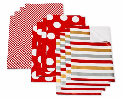 American Greetings Wrapping Paper Sheets with Gridlines Stripes and Polka Dots Perspective: front