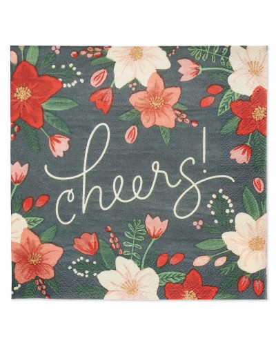 American Greetings Winter Floral Paper Lunch Napkins Perspective: front