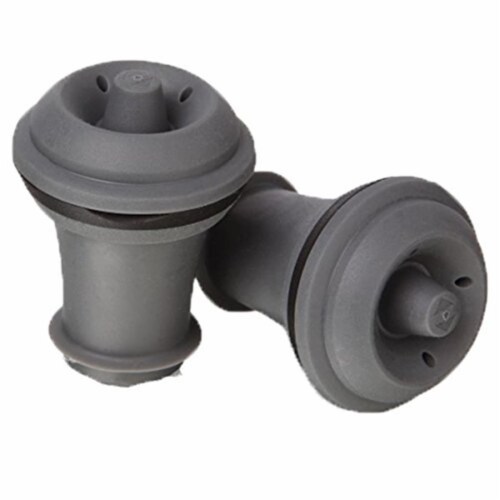 Vacu Vin 8840612 Wine Stoppers Blister - Grey - Pack of 2 Perspective: front