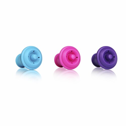 Vacu Vin 886060 Wine Stoppers Blister - Pink, Purple & Blue - Pack of 6 Perspective: front