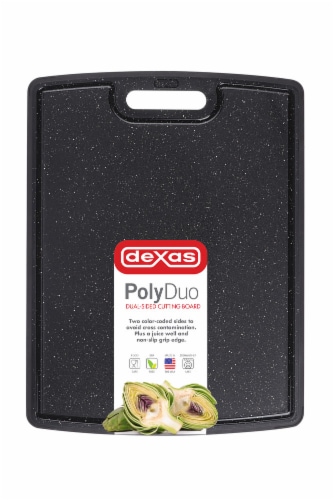 Dexas® POLYDUO™ Reversible Cutting Board - Midnight Granite/White Perspective: front
