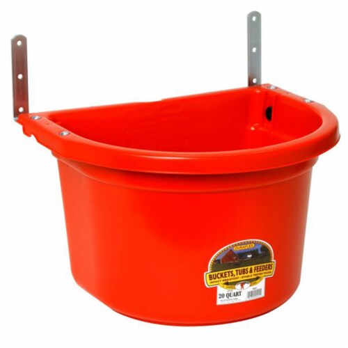 Little Giant FF11RED 20 Quart Durable Fence Feeder with Mounting Brackets, Red Perspective: front