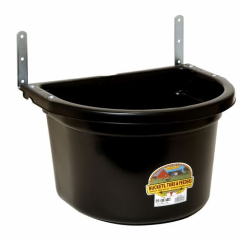 Little Giant 20 Quart Heavy Duty Mountable Plastic Fence Feeder Bucket, Black Perspective: front