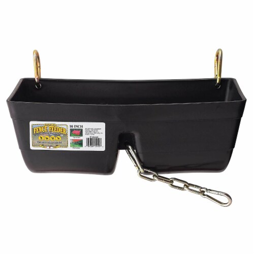 Little Giant FF16BLACK 9 Quart Heavy Duty Feed Trough Bucket Fence Feeder, Black Perspective: front