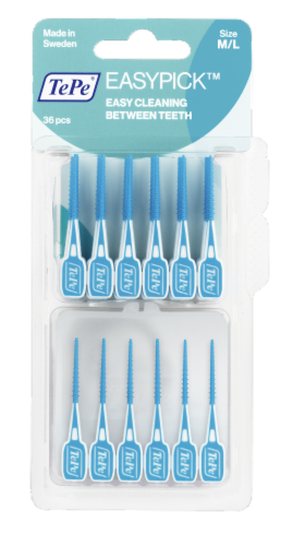 TePe EasyPick™ Blue - M/L 36-pack - Dental Floss Picks Perspective: front