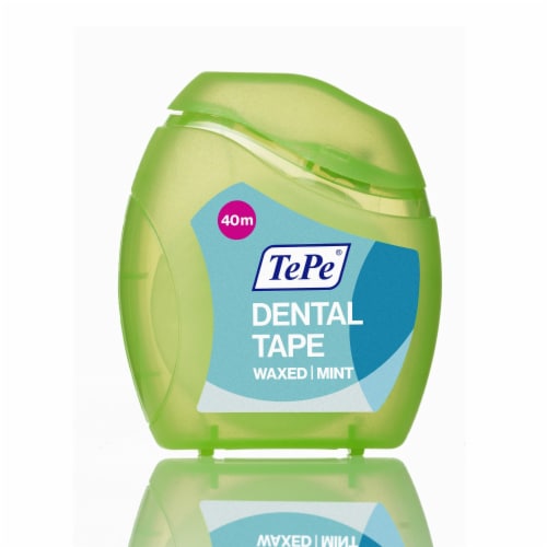 TEPE Dental Tape Woven Tooth Floss – Natural Waxed Beeswax Mint for Teeth, 40m Perspective: front