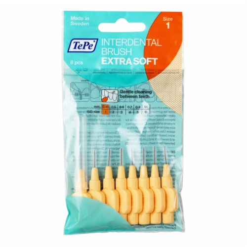 TEPE Interdental Brush Extra Soft Cleaners - Dental Brushes Between Teeth 8 Pk, Orange .45mm Perspective: front