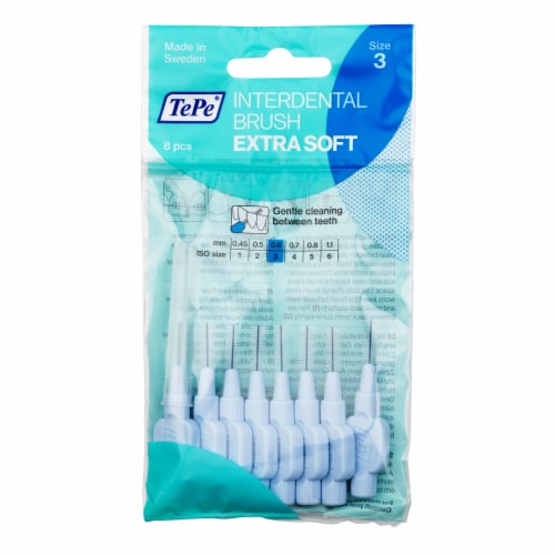 TEPE Interdental Brush Extra Soft Cleaners - Dental Brushes Between Teeth 8 Pk, Blue .6mm Perspective: front