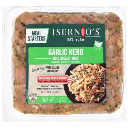 Isernio's® Meal Starters Garlic Herb Diced Chicken Thighs Perspective: front