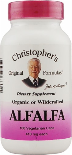 Christopher's Alfalfa Vegetarian Capsules 410mg Perspective: front