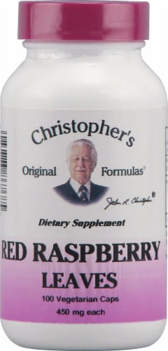 Christopher's Red Raspberry Leaves Vegetarian Caps 450mg Perspective: front
