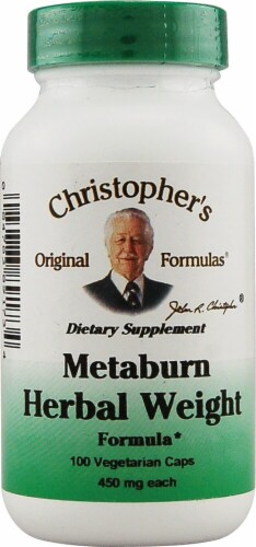 Christopher's Metaburn Herbal Weight Formula Vegetarian Caps 450mg Perspective: front