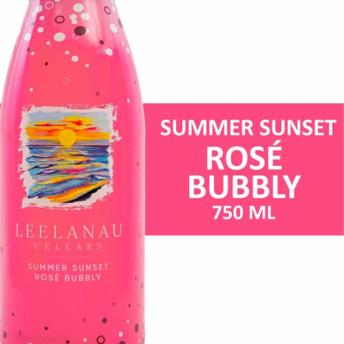 Leelanau Cellars Summer Sunset Rose Bubbly Sparkling Wine Perspective: front