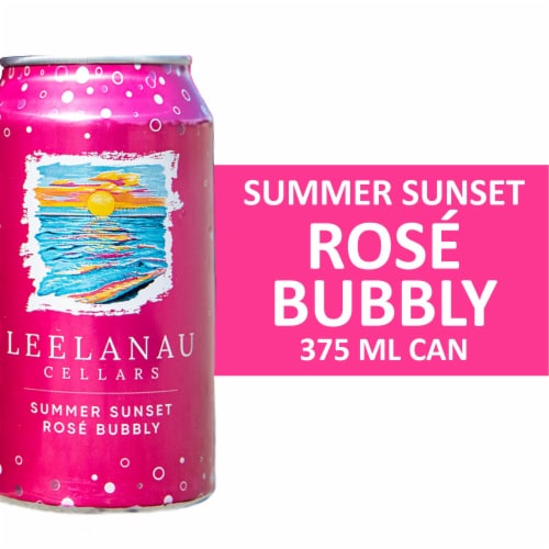 Leelanau Cellars Summer Sunset Rose Bubbly Wine Can Perspective: front