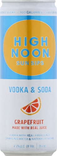 High Noon Grapefruit Vodka Hard Seltzer Single Can Perspective: front
