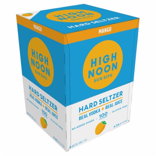 High Noon Mango Vodka Hard Seltzer Single Can Perspective: front