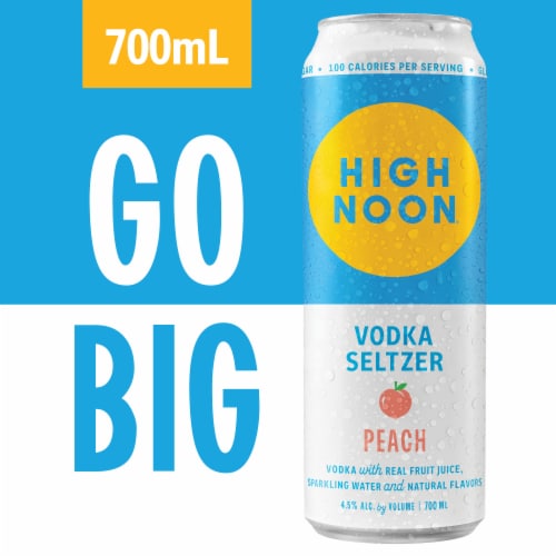 High Noon Peach Vodka Soda Ready to Drink Cocktail Single Can, 23.66 fl oz  - Fry's Food Stores