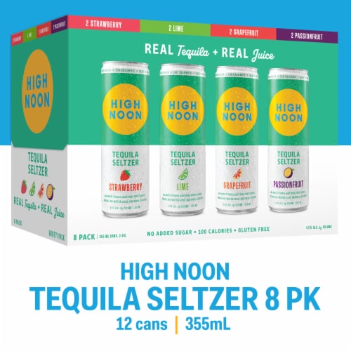 High Noon Tequila Hard Seltzer Mixed Cans Perspective: front