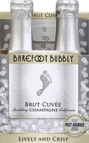 Barefoot® Bubbly Brut Cuvee Champagne Mini Sparkling White Wine Perspective: front