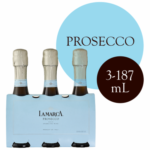 La Marca Prosecco Sparkling Wine 3 Single Serve 187ml Bottles Perspective: front