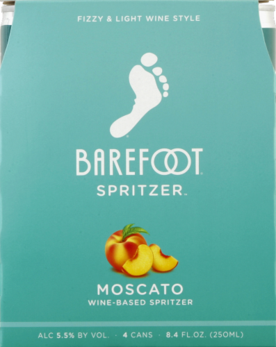 Barefoot Spritzer Moscato California White Wine Cans Perspective: front
