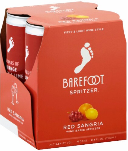 Barefoot Spritzer Sangria California Red Wine Cans Perspective: front