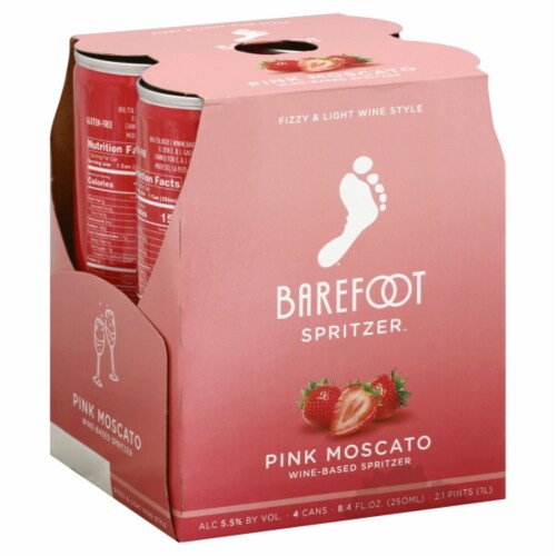 Barefoot Spritzer Pink Moscato California Wine Based Spritzer Cans Perspective: front
