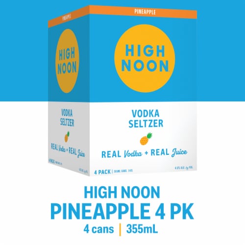 High Noon Pineapple Vodka Hard Seltzer Perspective: front