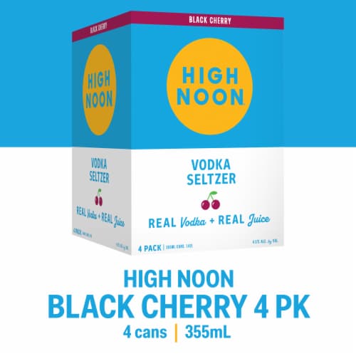 High Noon Black Cherry Vodka Hard Seltzer 4 Single Serve 355ml Cans Perspective: front