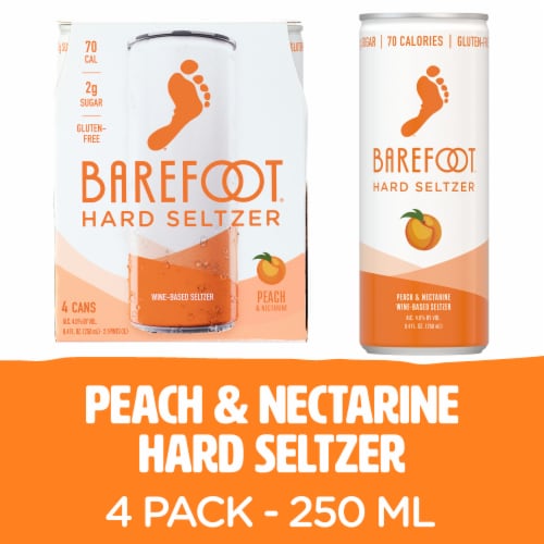 Barefoot Hard Seltzer Peach and Nectarine Wine Cans Perspective: front