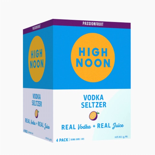 High Noon Passionfruit Vodka Hard Seltzer Perspective: front