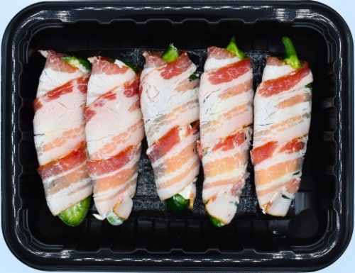 Bacon Wrapped Jalapenos with Cheddar and Cream Cheese Perspective: front