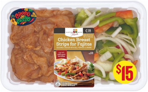 Custom Made Meals Chicken Fajitas with Bell Peppers & Onion Party Pack Perspective: front