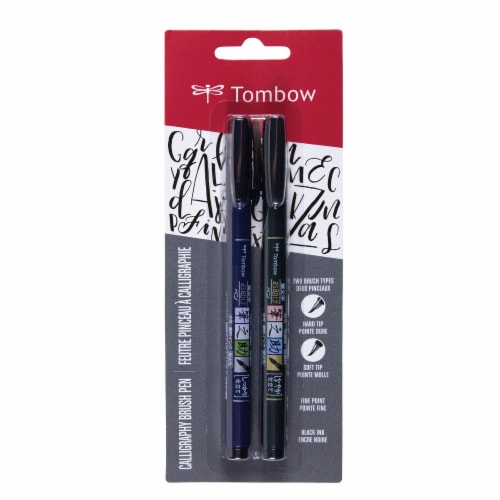 Tombow Fudenosuke Fine Point Calligraphy Brush Pens - Black Perspective: front