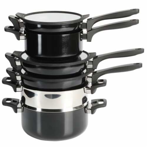 Kenmore Elite Grayson Black 9 Piece Aluminum Stackable Cookware Set 9 Piece Set Smith s Food and Drug