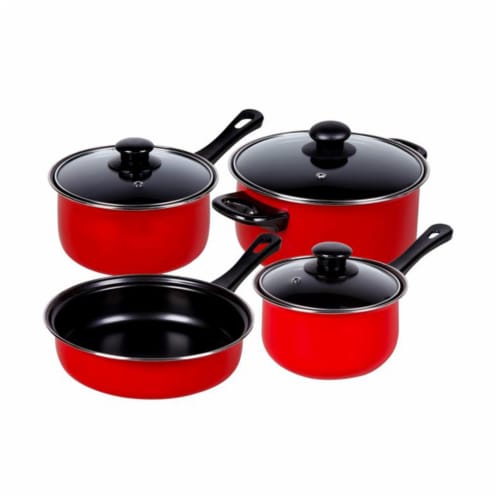 Gibson 7 Piece Carbon Steel Nonstick Pots and Pans Cookware Set with Lids,  Red, 1 Piece - Fred Meyer