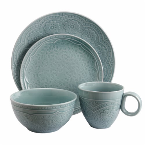 Gibson 92456.16 Alemany 16Pc Dinnerware Set - Aqua Perspective: front