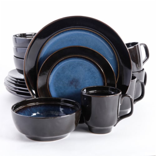 Blue Gibson Home Style Deluxe 16-Piece Dinnerware Set