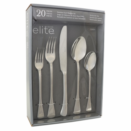 Gibson Silver Flatware Mirror Finish - 20 Piece Perspective: front