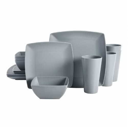 Gibson Home 16 Piece Square Melamine Dinnerware Set Plates, Bowls, & Cups,  Grey, 1 Piece - Kroger