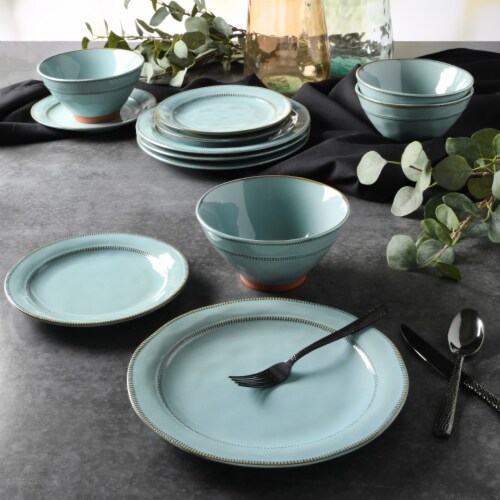 Gibson Elite Terranea 12 Piece Dinnerware Set Teal Service for 4 12pcs Jay C Food Stores