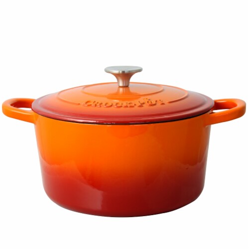 Artisan 5 qt. Round Cast Iron Nonstick Dutch Oven in Sunset Orange with Lid Artisan 5 qt. Round Cast Iron Nonstick Dutch Oven in Sunset Orange with Lid