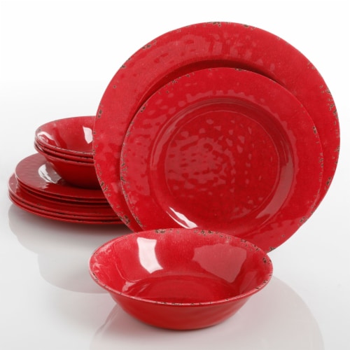 Gibson Studio California Mauna 12 Piece Durable Melamine Dinnerware Set Red 1 Piece QFC