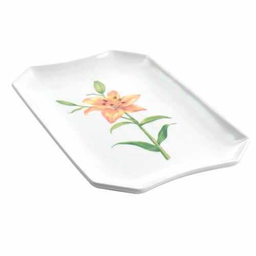 Martha Stewart Botanical Garden Ceramic Serving Platter - White Perspective: front