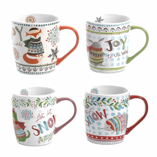 Gibson 18 oz Snow Scene Holiday Mugs - 4 Piece Perspective: front