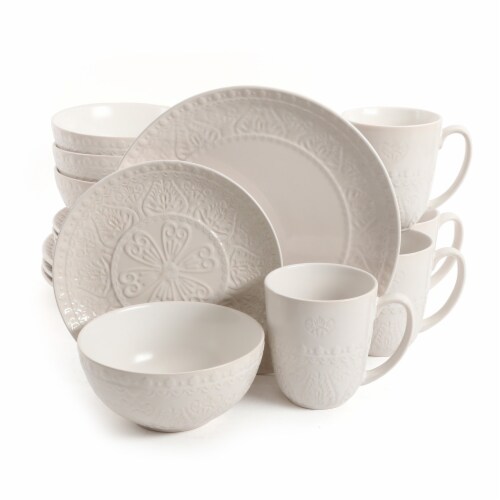 Gibson Elite Milanto 16 Piece Stoneware Dinnerware Set in Cream Service for 4 1 Each Harris Teeter