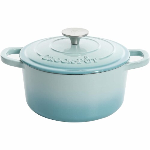 Crock-Pot 3 Quart Round Enamel Cast Iron Covered Dutch Oven Cooker, Aqua  Blue, 1 Piece - Kroger