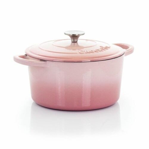 Crock Pot 124967.02 5 Quarts Artisan Enamled Cast Iron Dutch Oven, Blush Pink - 2 Piece Perspective: front