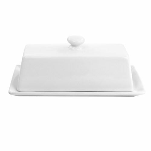 Martha Stewart Ceramic Butter Dish with Lid - White Perspective: front