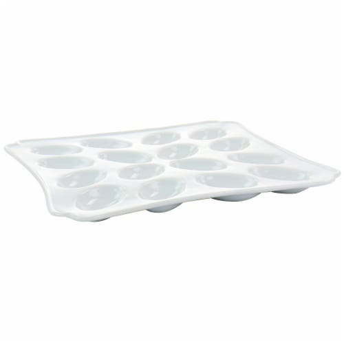 Martha Stewart White Ceramic Deviled Eggs Serving Platter Perspective: front
